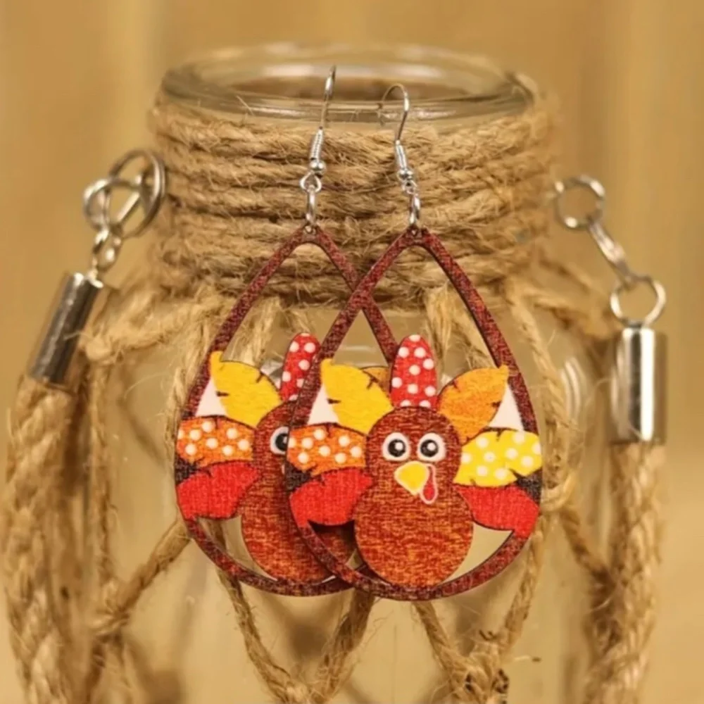 NWT! Thanksgiving & Autumn Wood Pierced Earrings! 1/$9 OR 2/$16 OR 3/$21!